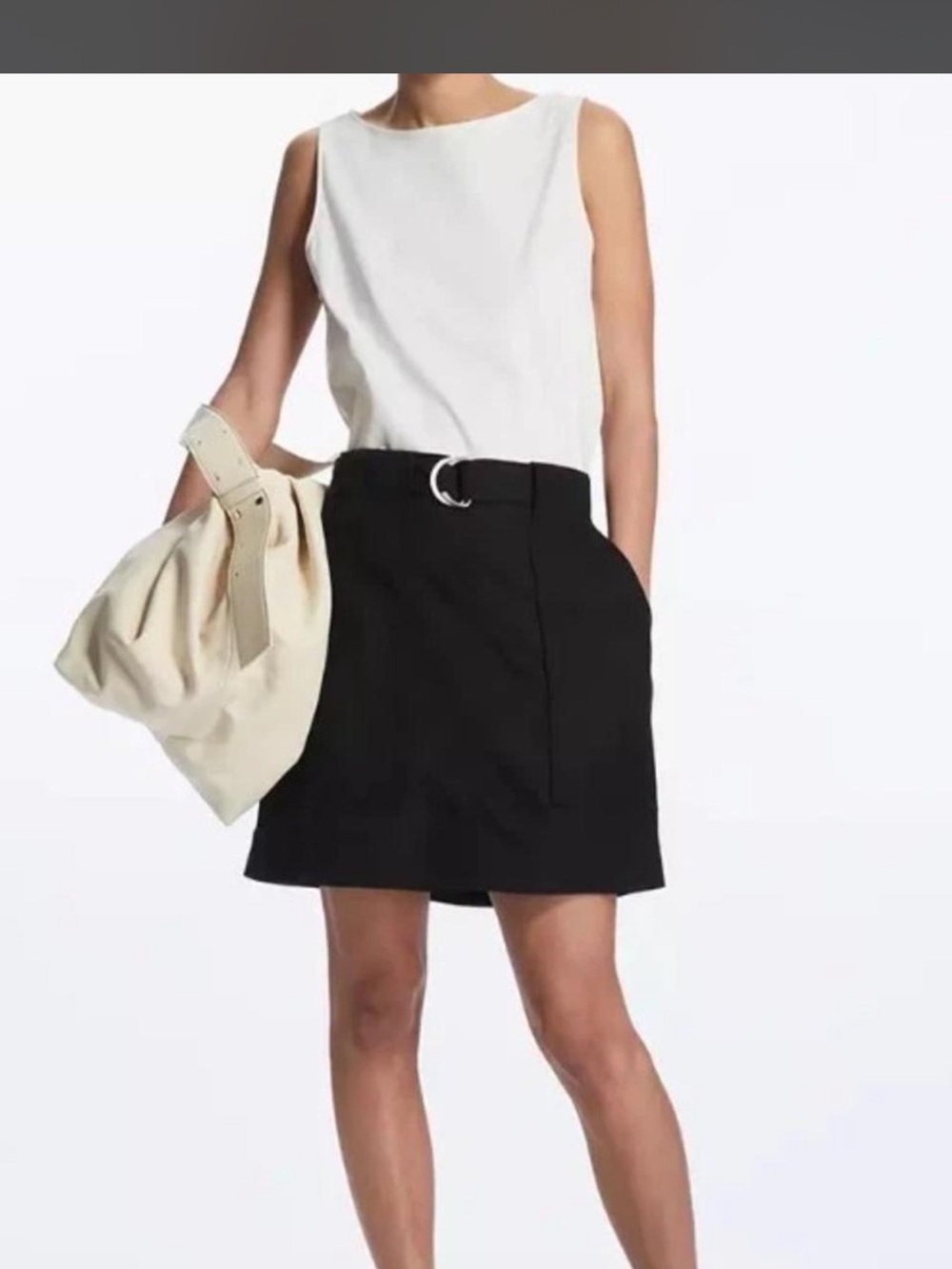 COS Black Mini Skirt with D-Ring Belt